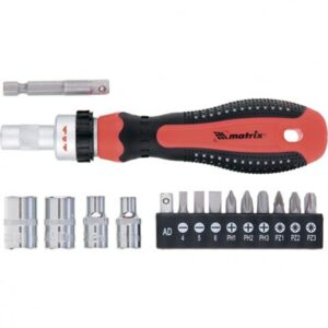 Jogo com Chave Catracada Soquetes E Bits Encaixe 1/4″ 16 Peças MTX