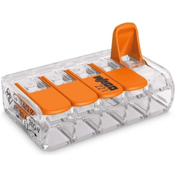 Conector de Emenda 5 Pólos até 4mm² 32A IP20 Wago