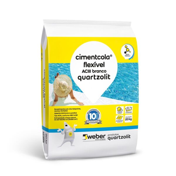 Argamassa Interna/Externa AC3 Flexível Branca 20kg Quartzolit