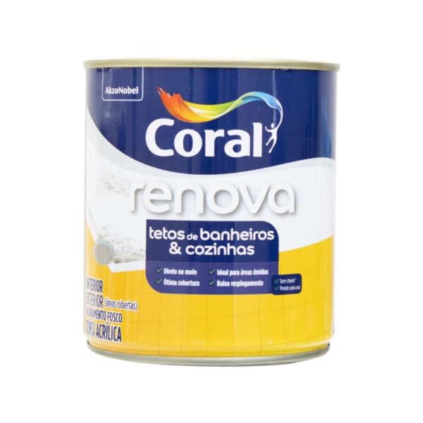 Tinta Econômica Acrílica Fosco Tetos Banheiros & Cozinhas Branco 0,9L