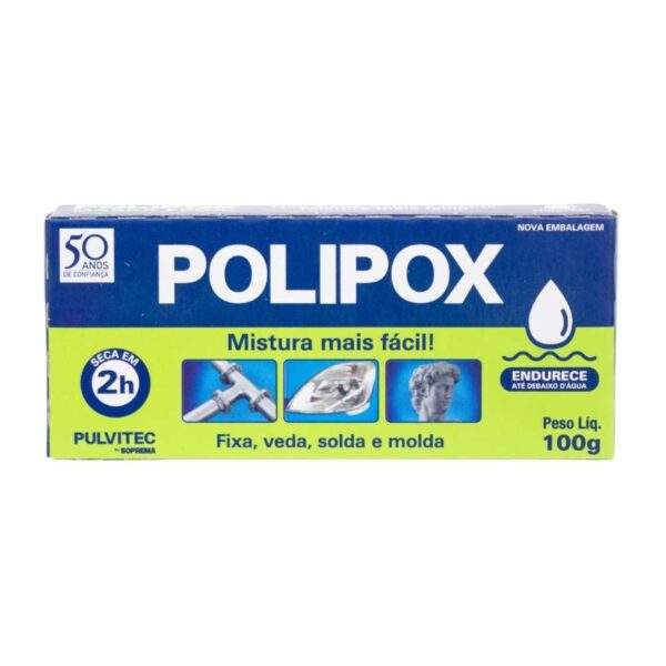 Massa Epóxi Polyfort Cinza 100g Pulvitec