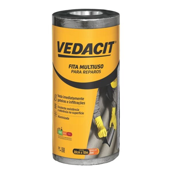 Fita Asfáltica Alumínio Multiuso Cinza 10m Vedacit