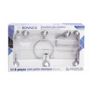 Kit Acessórios para Fixar ABS Bonno com 6 peças Cristal/Cromado