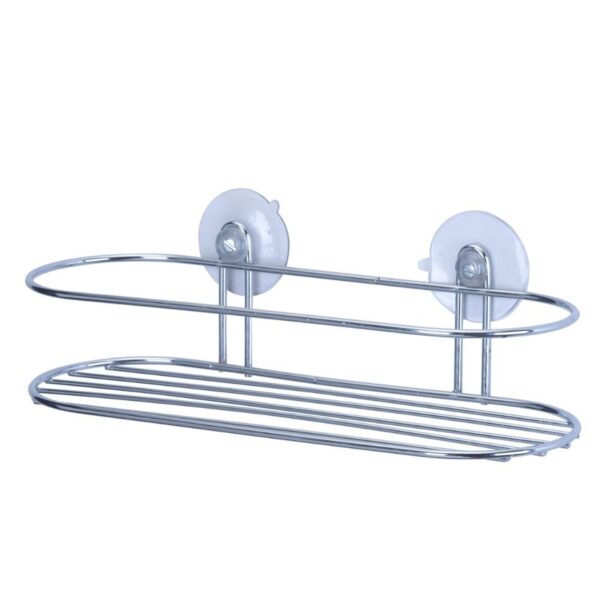 Porta Shampoo Reto para Banheiro 26,3x10cm com Ventosa Cromado