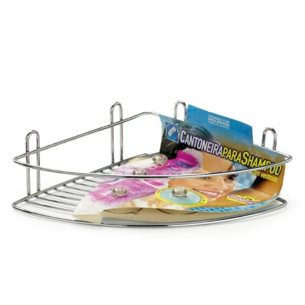 Cantoneira para Banheiro Cromada Simples com Ventosa 27,5x19cm