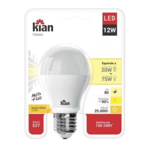 Lâmpada LED Bulbo A60 Luz Amarela E27 Bivolt Kian