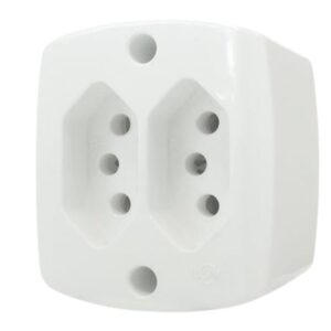 Conjunto Tomada 2P+T Dupla 10A Retangular Ilumi