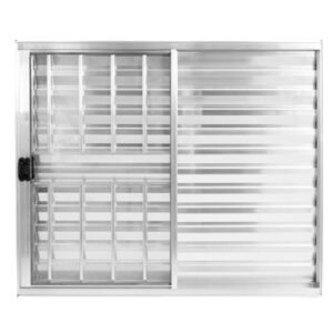 Veneziana 3 Folhas com Grade Alumínio Brilhante Lux