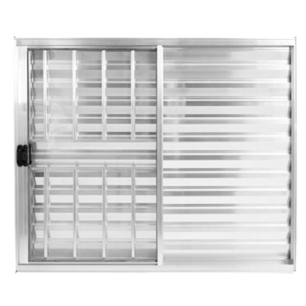 Veneziana 3 Folhas com Grade Alumínio Brilhante Lux