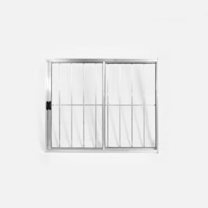 Janela de Correr 2 Folhas com Grade Alumínio Brilhante Lux