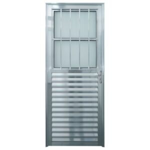 Porta Postigo Alumínio Brilhante Vidro Boreal 210x80cm Lux