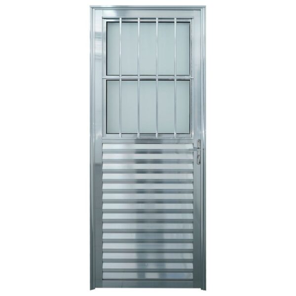 Porta Postigo Alumínio Brilhante Vidro Boreal 210x80cm Lux
