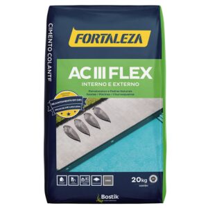 Argamassa Interna/Externa AC3 Flexível Cinza 20kg Fortaleza