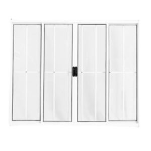 Janela de Correr 4 Folhas com Grade Alumínio Branco Lux