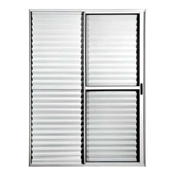Porta Balcão Veneziana 3 Folhas Vidro Liso Alumínio Branco Lux