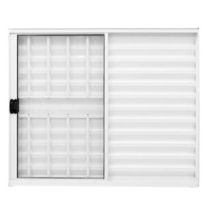 Veneziana 3 Folhas com Grade Alumínio Branco Lux