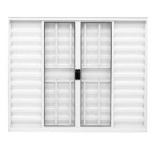 Veneziana 6 Folhas com Grade Alumínio Branco Lux