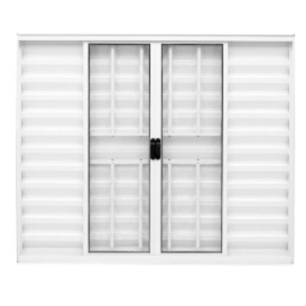 Veneziana 6 Folhas com Grade Alumínio Branco Lux