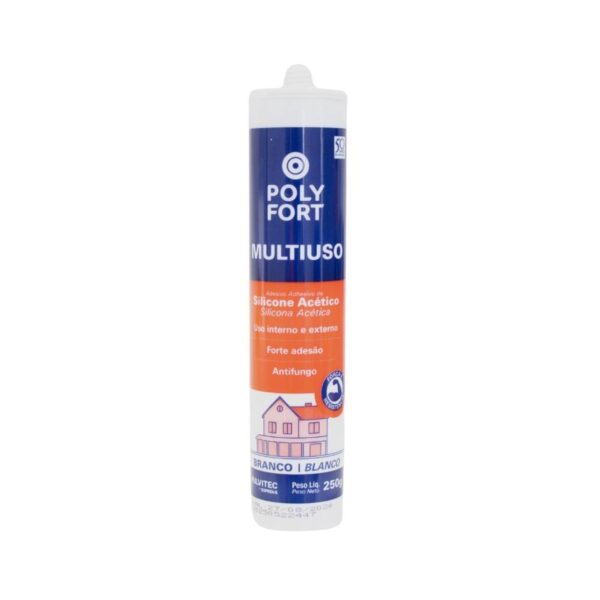 Silicone Acético Polyfort Multiuso Branco 250g Pulvitec