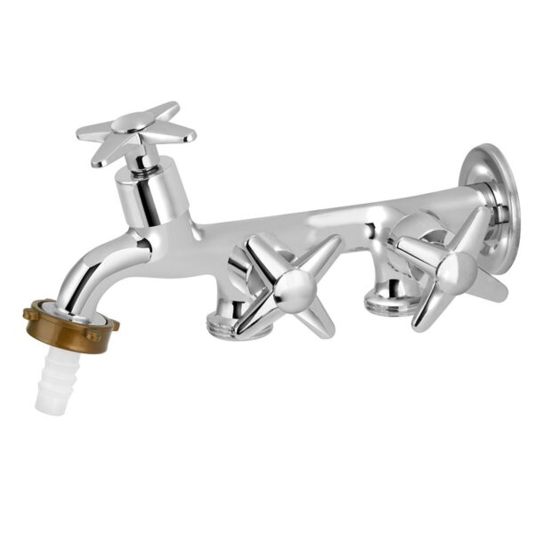 Torneira Tanque/Máquina Parede Bica Longa 3 Saídas Cromado Stoc