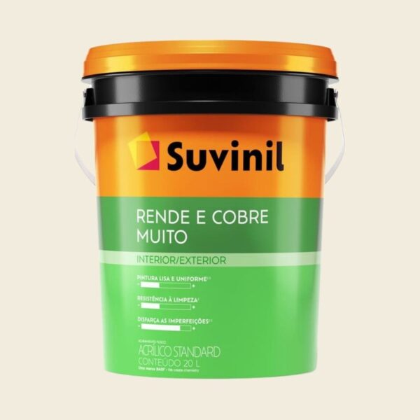 Tinta Standard Acrílica Fosco Rende e Cobre Branco 20L Suvinil