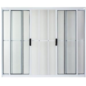 Janela de Correr 4 Folhas com Grade Alumínio Branco Proex