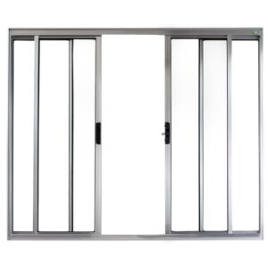 Janela de Correr 4 Folhas sem Grade Alumínio Brilhante Proex