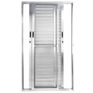 Porta Balcão Veneziana 3 Folhas Alumínio Brilhante Proex