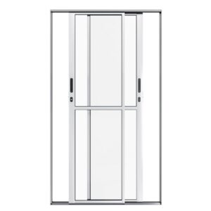 Porta de Correr 2 Folhas Vidro Liso Alumínio Brilhante 210x150cm