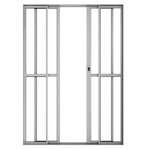 Porta de Correr 4 Folhas Vidro Liso Alumínio Brilhante 210x200cm