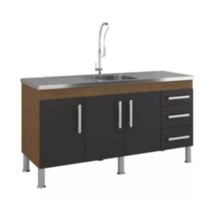 Gabinete para Cozinha Flex 144x80x52cm MDF Amêndoa/Titanium MGM Móveis