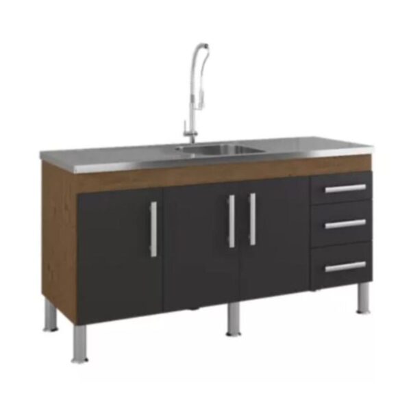 Gabinete para Cozinha Flex 144x80x52cm MDF Amêndoa/Titanium MGM Móveis