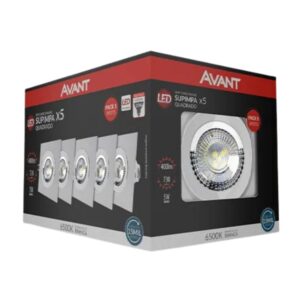 Pack com 5 Spots LED de Embutir Quadrado Branco 5W Avant