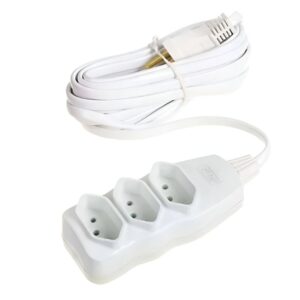 Extensão Branca com 3 Tomadas de 2P + Terra 10A FC