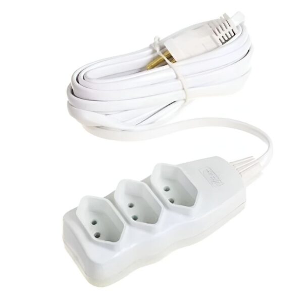Extensão Branca com 3 Tomadas de 2P + Terra 10A FC
