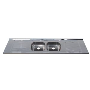 Pia para Cozinha Aço Inox 200x52cm com Cuba Dupla Fabrinox