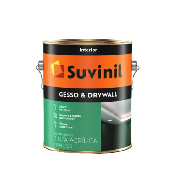 Tinta Econômica Acrílica Fosco Gesso & Drywall Branco 3,6L Suvinil