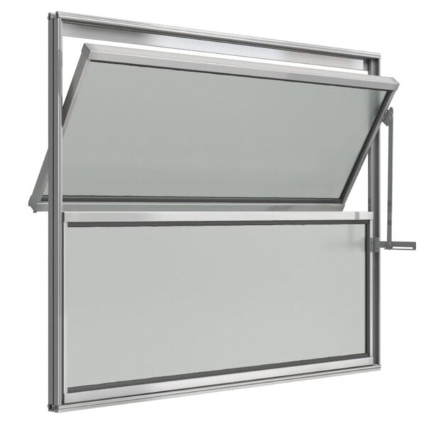 Janela Basculante 2 Folhas Vidro Boreal Alumínio Brilhante Proex