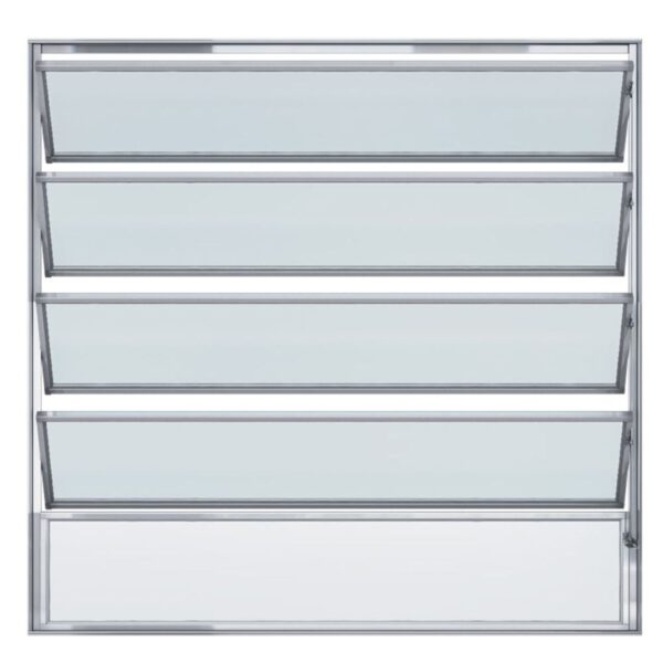 Janela Basculante 5 Folhas Vidro Boreal Alumínio Brilhante Proex