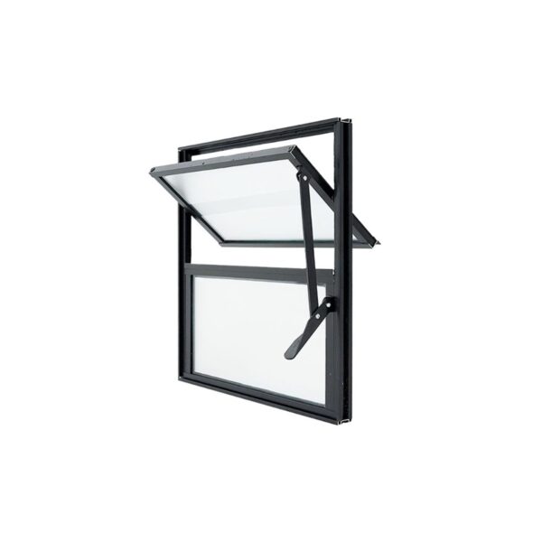 Janela Basculante 2 Folhas Vidro Boreal Alumínio Preto Lux