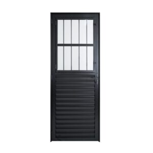 Porta Postigo Alumínio Preto Vidro Boreal 210x80cm Lux