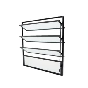 Janela Basculante 4 Folhas Vidro Boreal Alumínio Preto Lux