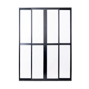 Porta de Correr 4 Folhas Alumínio Preto Lux