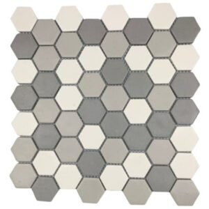 Pastilha de Porcelanato Hexagonal Eco987 Light Gray Blend 30x30cm