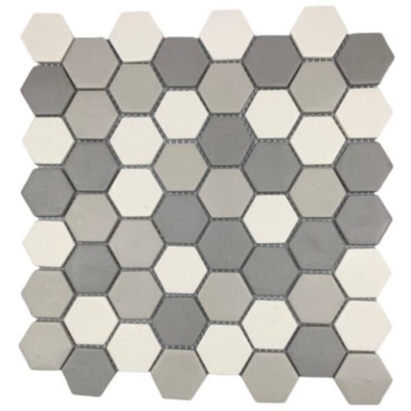 Pastilha de Porcelanato Hexagonal Eco987 Light Gray Blend 30x30cm