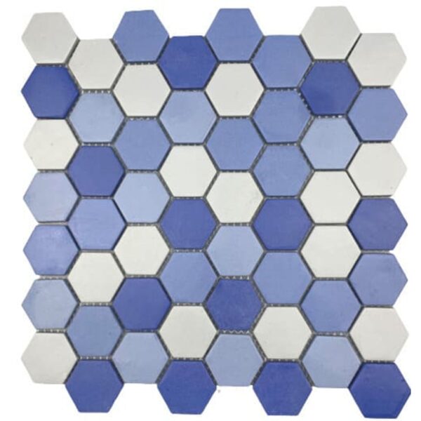 Pastilha de Porcelanato Hexagonal Eco986 Light Blue Blend Azul 30x30cm