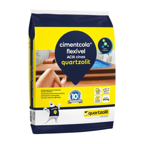 Argamassa Interna/Externa AC3 Flexível Cinza 20kg Quartzolit