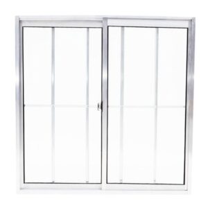 Janela de Correr 2 Folhas com Grade Alumínio Brilhante Quality