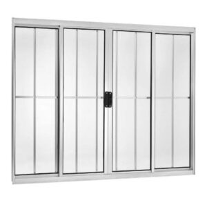 Janela de Correr 4 Folhas com Grade Alumínio Brilhante Quality