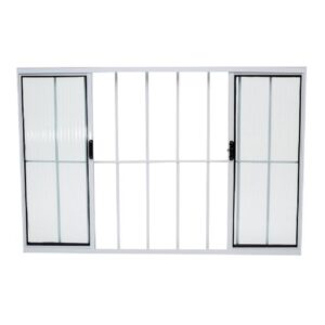 Janela de Correr 4 Folhas com Grade Alumínio Branco Quality